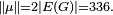 \scriptstyle\ \Vert\mu\Vert=2\vert E(G)\vert=336.\