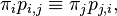 \pi_ip_{i,j}\equiv\pi_jp_{j,i},\