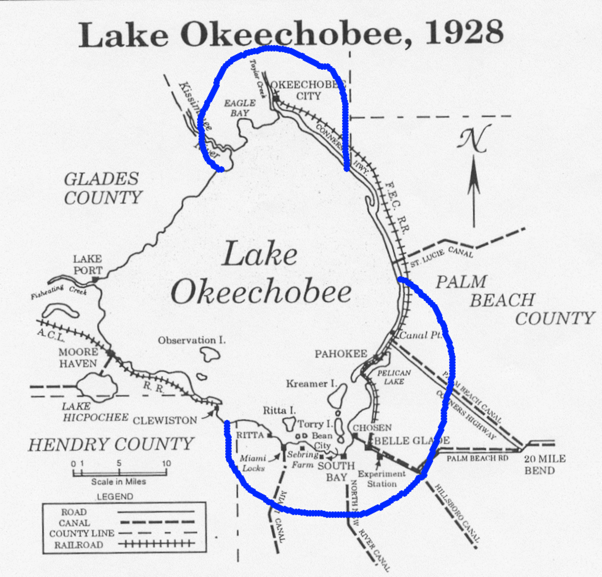 Innondations causées par l'ouragan Okeechobee au lac Okeechobee