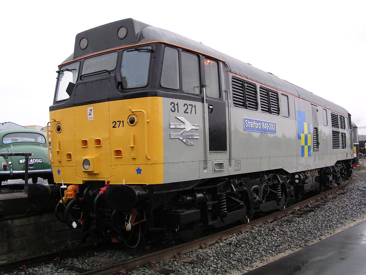 Locomotive classe 31 n° 31271 à York. Cette locomotive est conservée par le Midland Railway Butterley, mais actuellement louée au Nene Valley Railway.