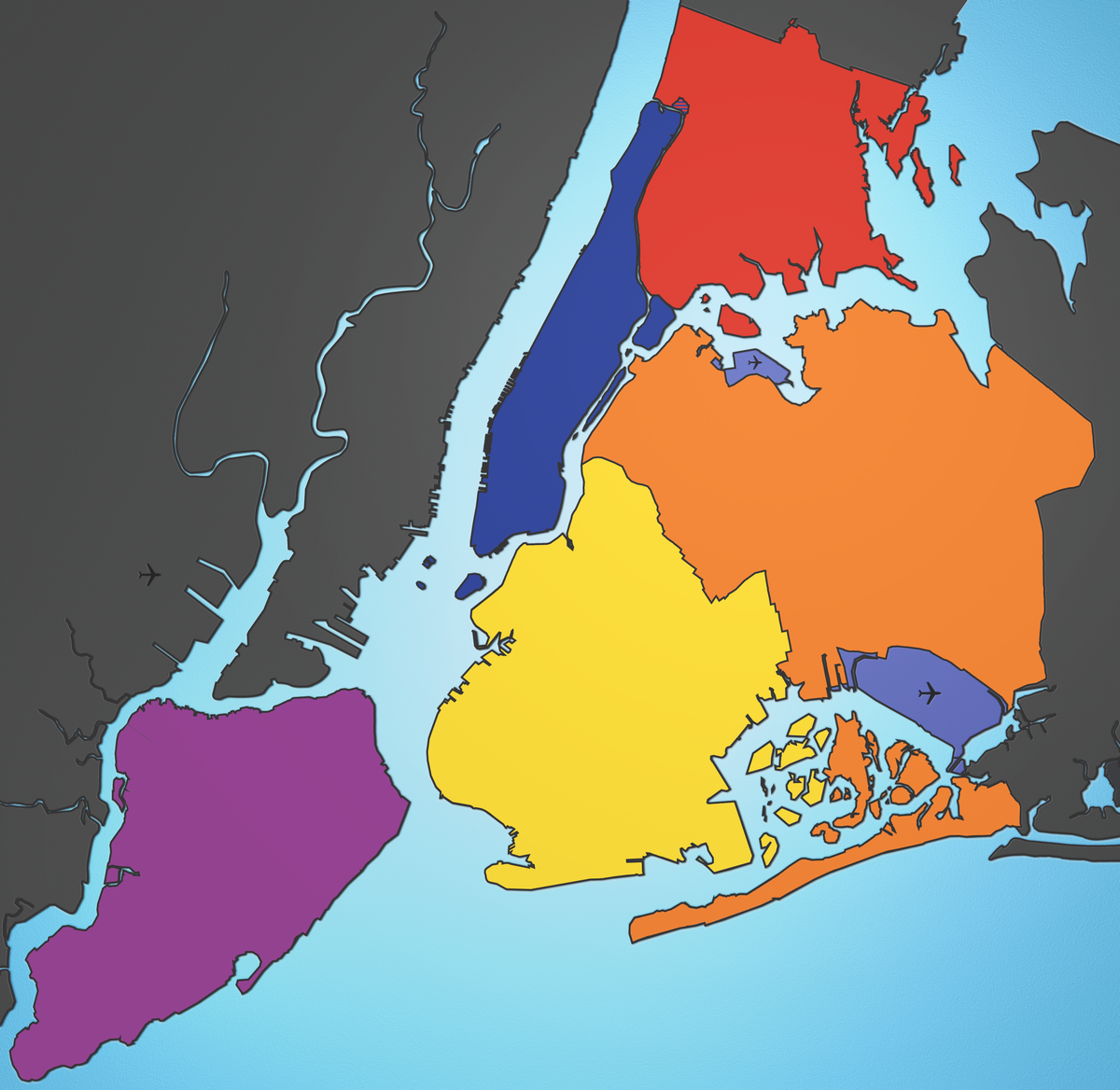 5 Boroughs New York City Map Julius Schorzman.png