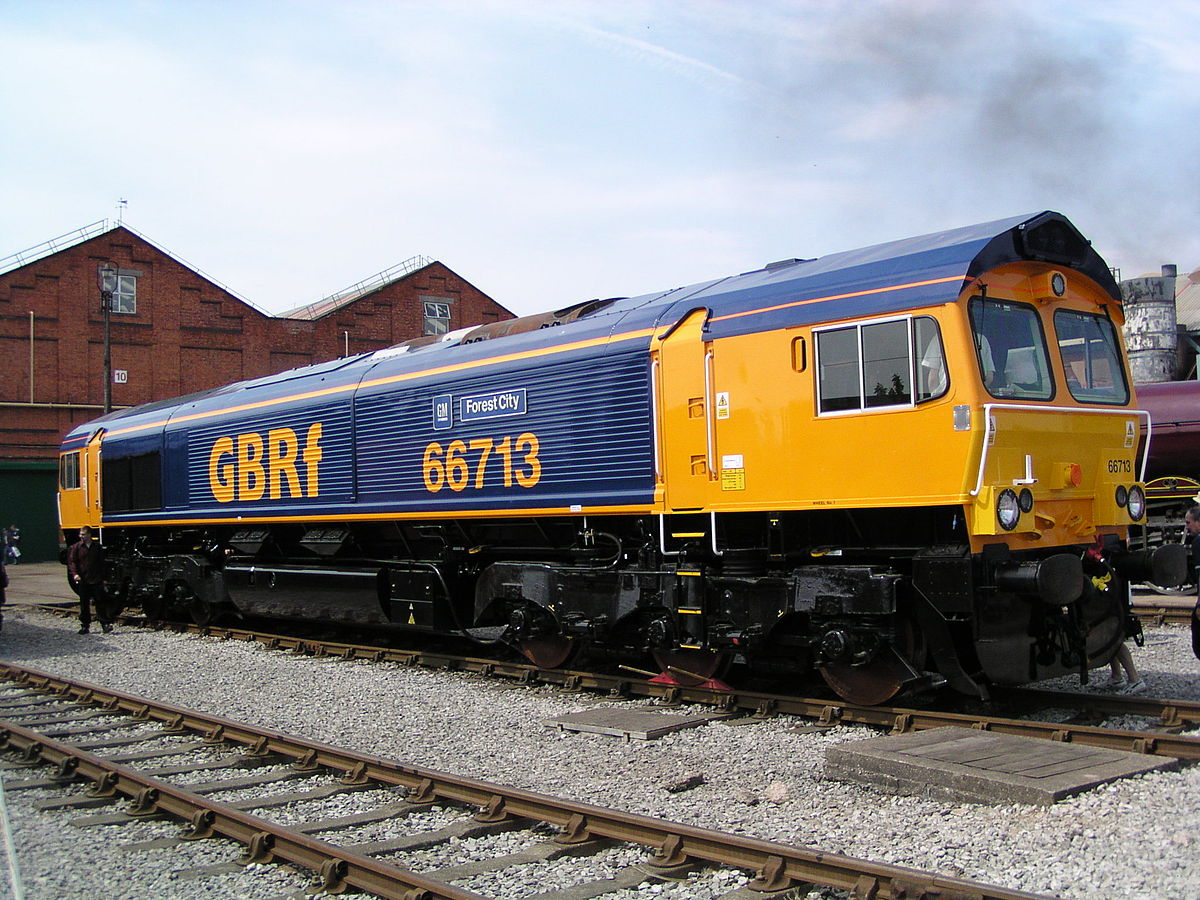 Locomotive n° 66713 Forest City présentée aux ateliers de Crewe le 1er juin 2003