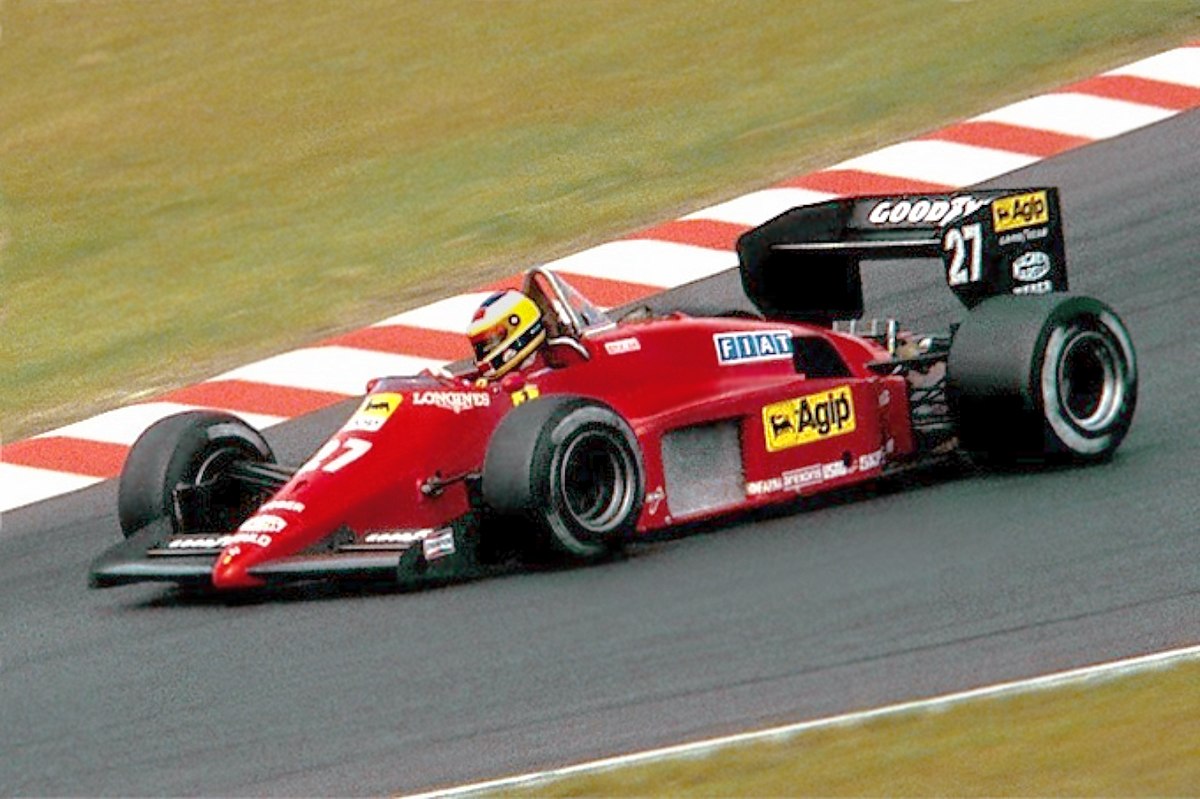 Michele Alboreto lors de son succès au GP d'Allemagne 1985 sur le Nurburgring.