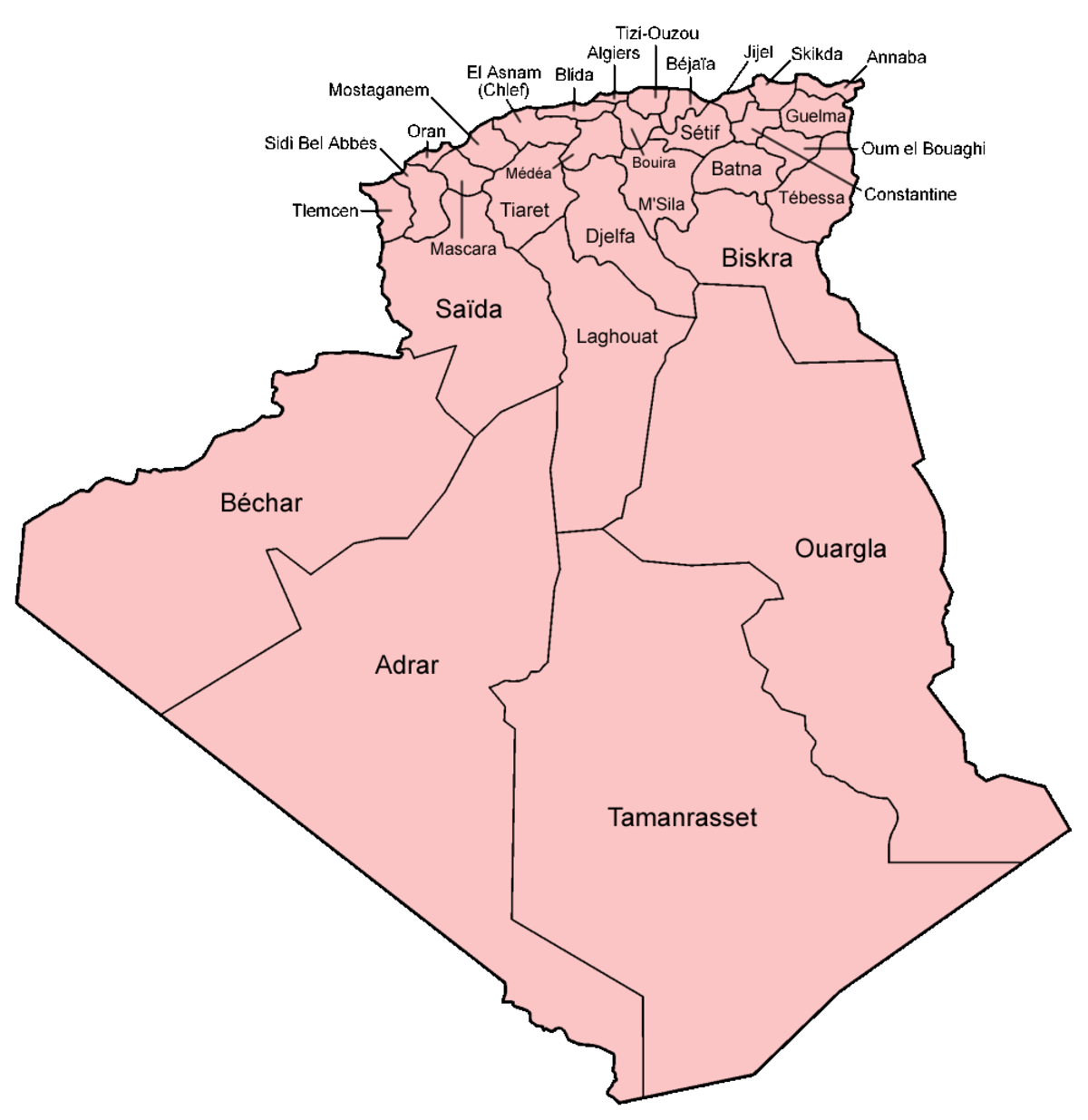 Liste des wilayas d'Algérie