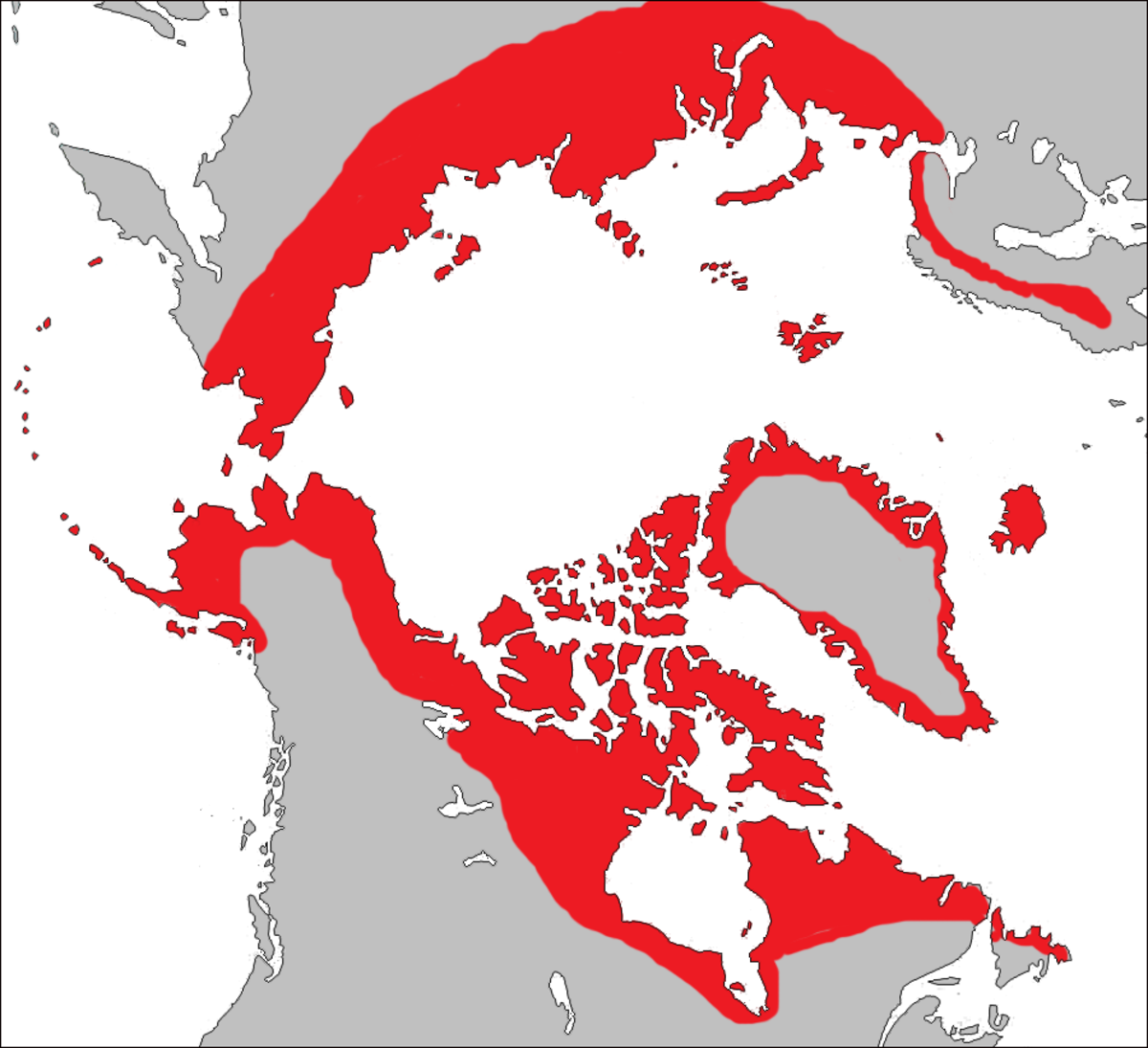 Répartition, autour du pôle Nord