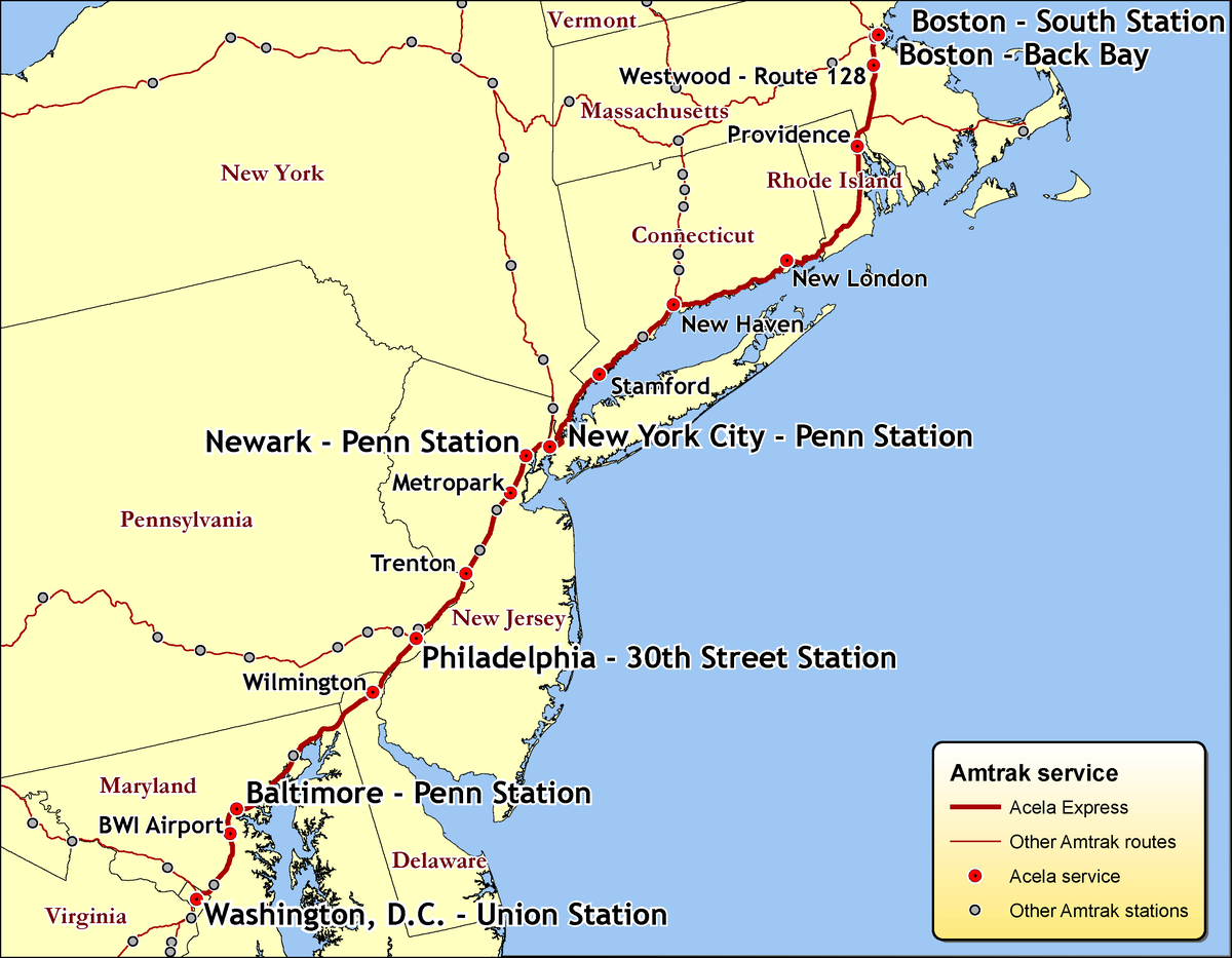 Plan de la ligne Acela