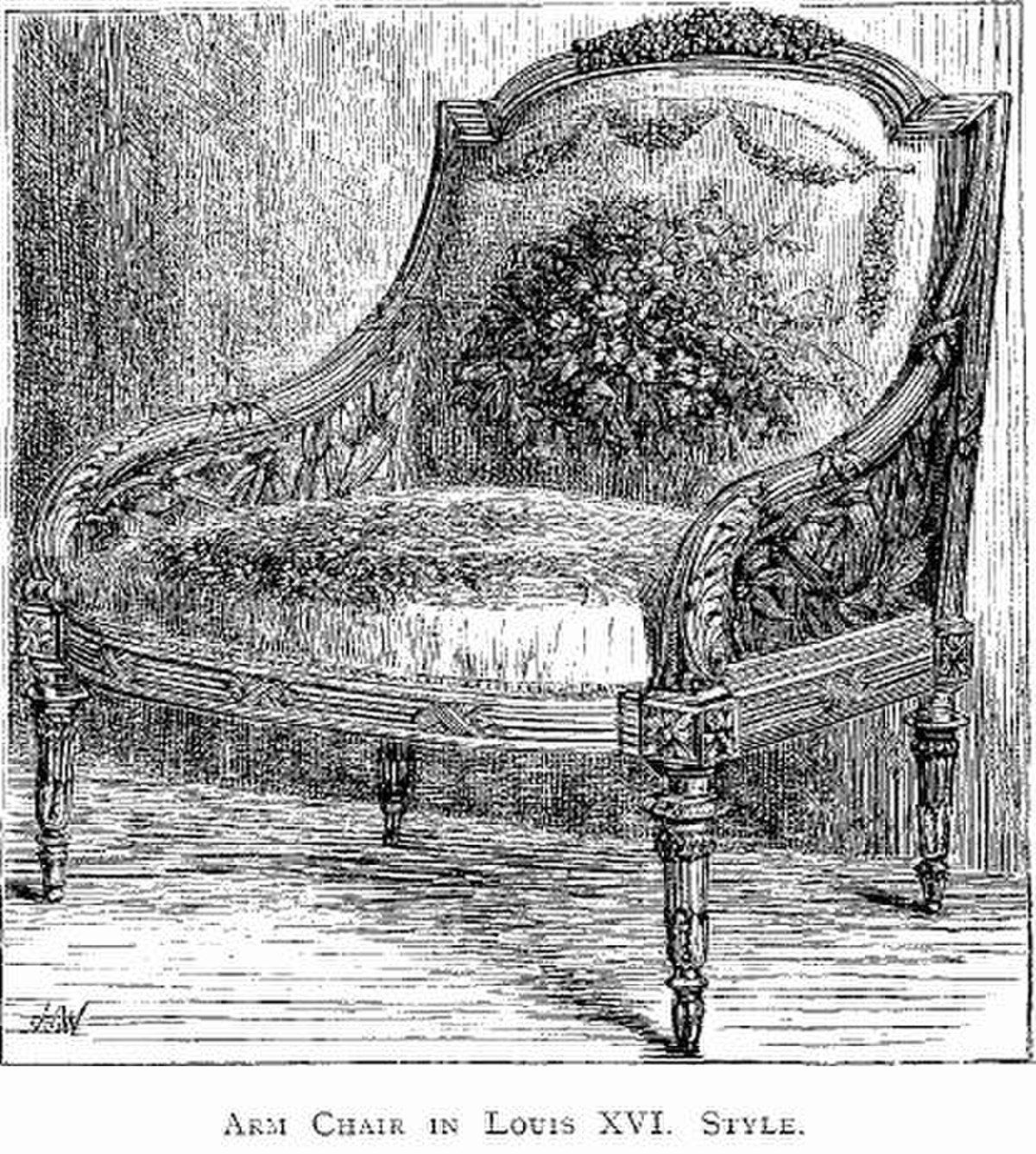 Bergère se terminant par un dossier à chapeau.