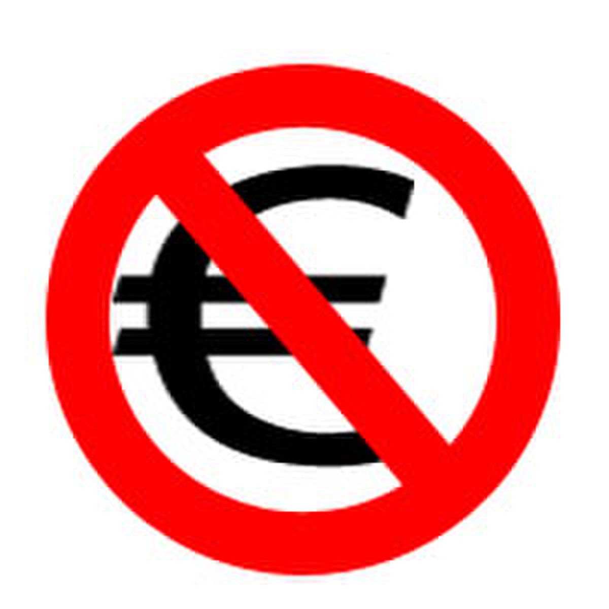 Un panneau d'interdiction représentant le symbole de l'euro (ou du dollar, ...) barré, symbole de la gratuité (et également l'anticapitalisme)