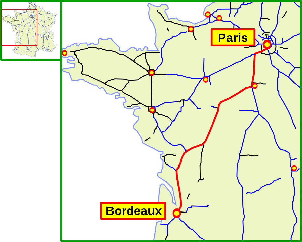 Carte de la route A 10