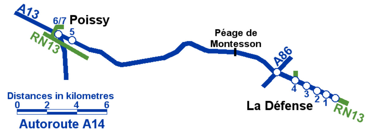 Carte de la route A 14