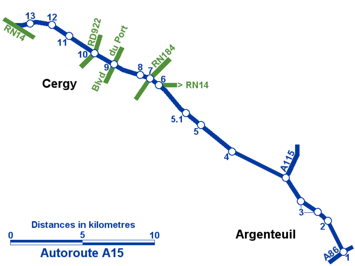 Carte de la route A 15