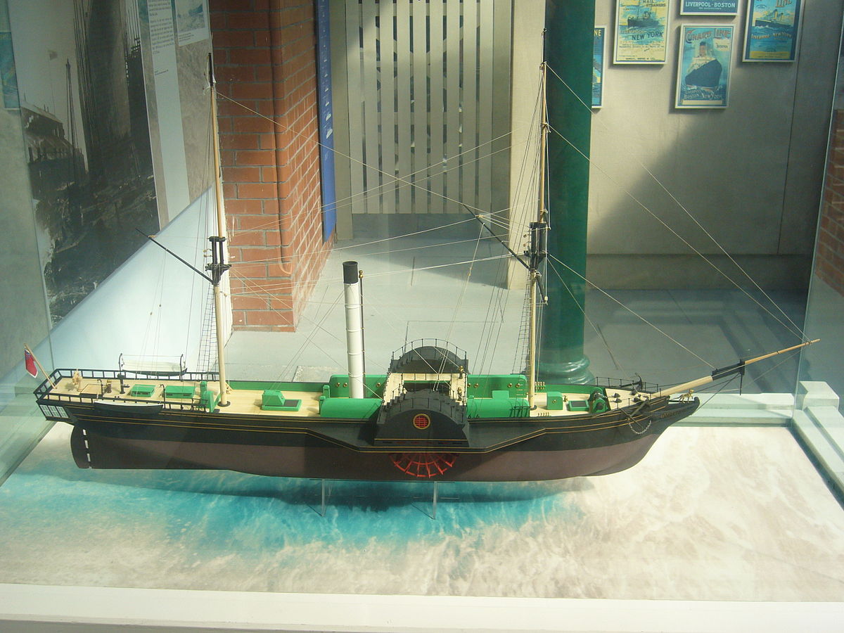 Reconstitution d'un bateau à vapeur de mer avec roues à aubes, Irlande, Cobh, musée Héritage centre