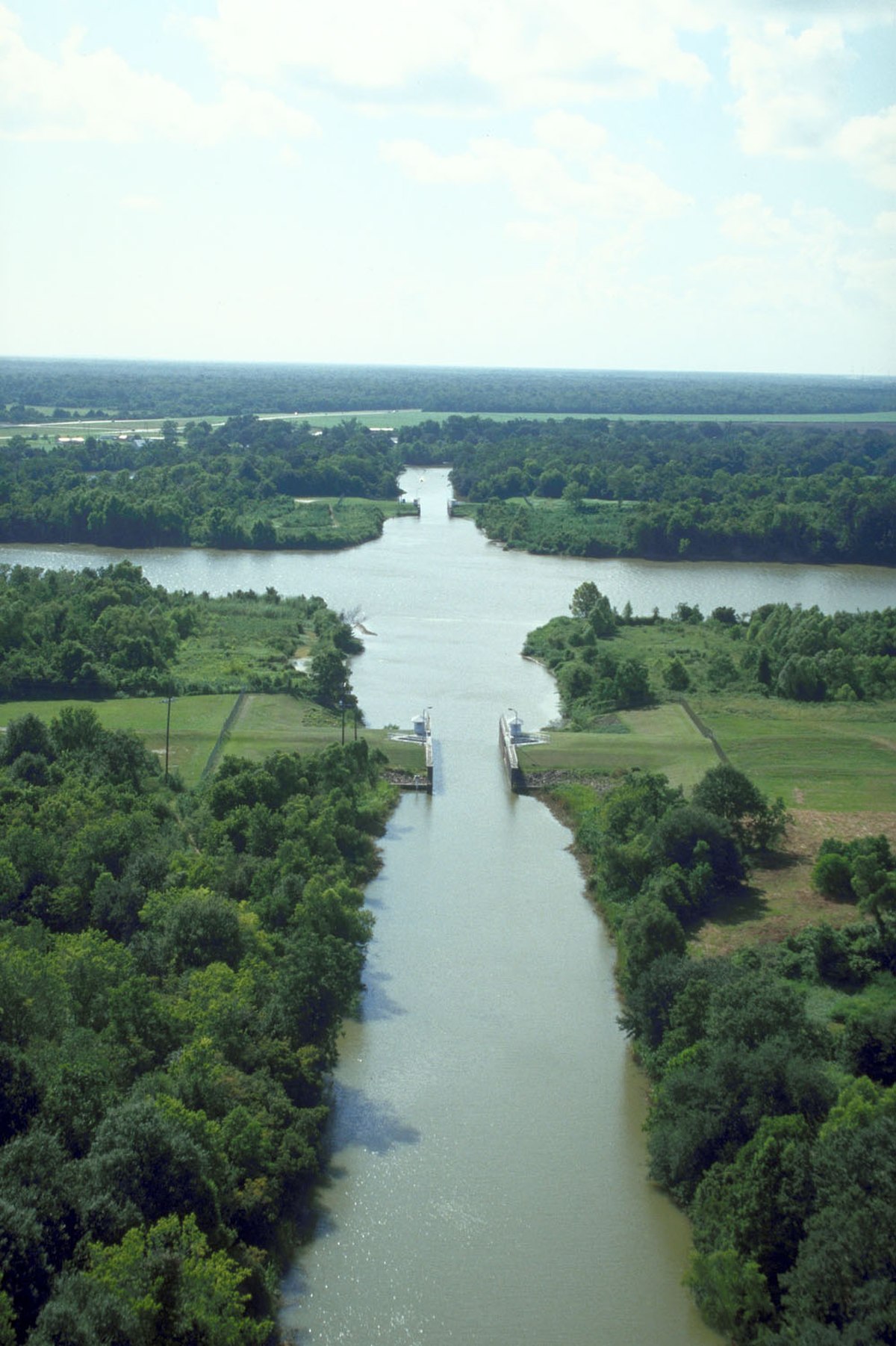 intersection du Bayou Teche et d'une partie de l'Atachafalaya River près de Patterson (Louisiane, USA).