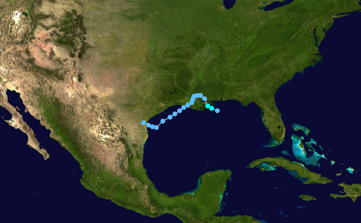 Parcours de la tempête tropicale Bertha