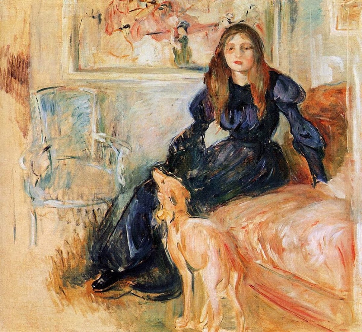 La fille et le Whippet - (Berthe Morisot - 1893)