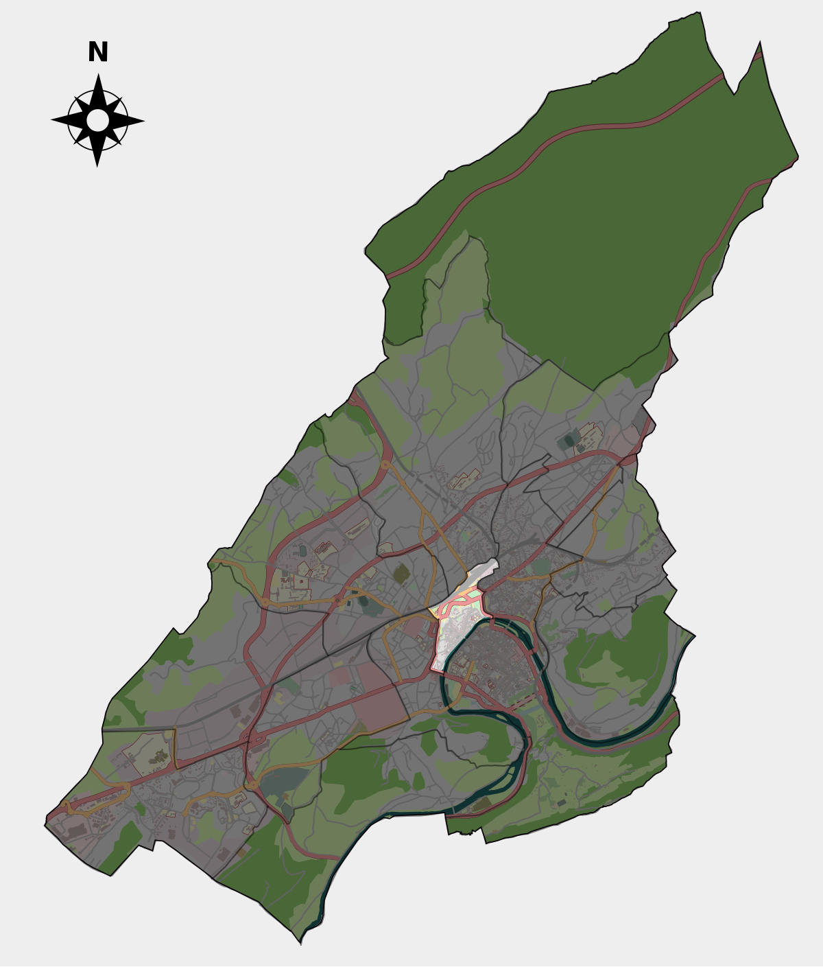 Localisation du quartier (en surbrillance) dans la commune de Besançon