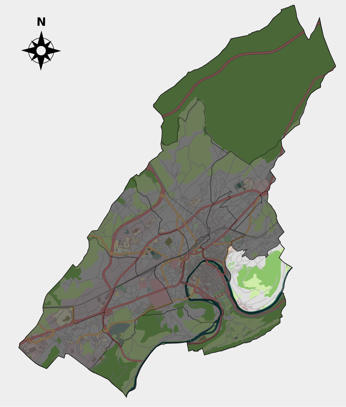 Localisation du quartier (en surbrillance) dans la commune de Besançon