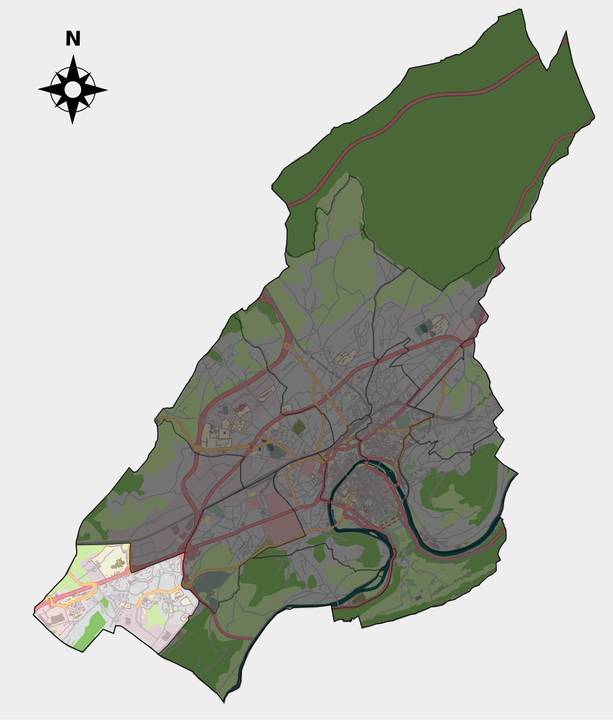 Localisation du quartier (en surbrillance) dans la commune de Besançon