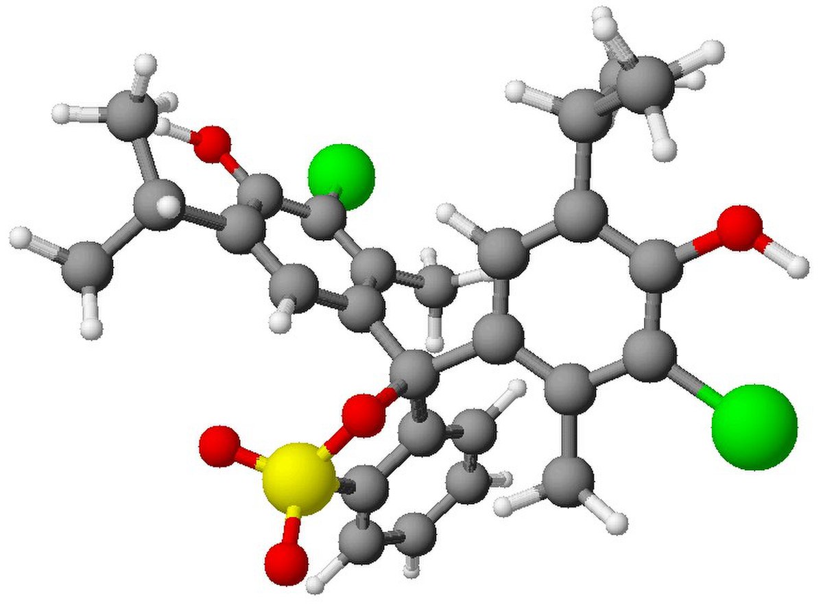 Formule éclatée et Modèle 3D de la molécule du Bleu de bromothymol