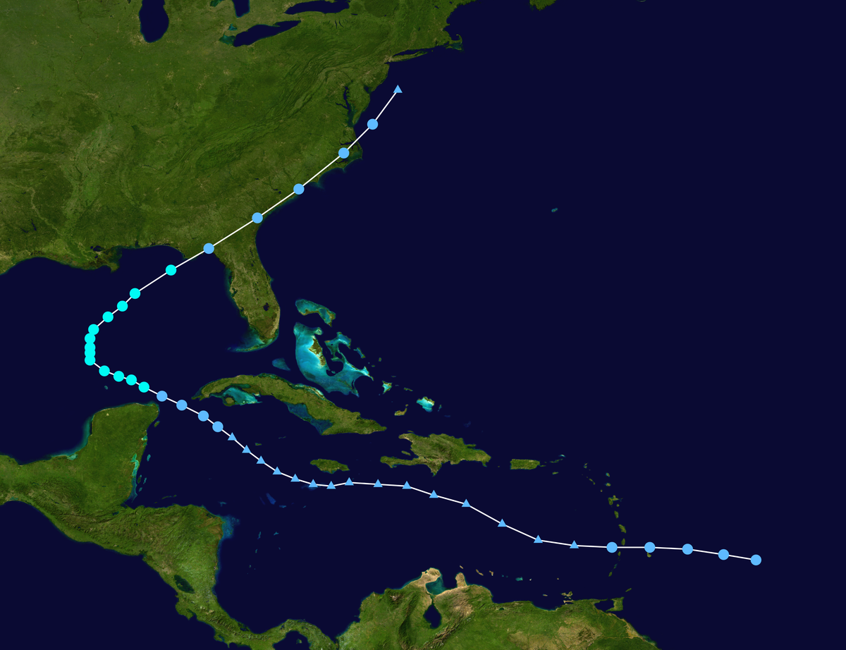 trajectoire de latempête tropicale Bonnie