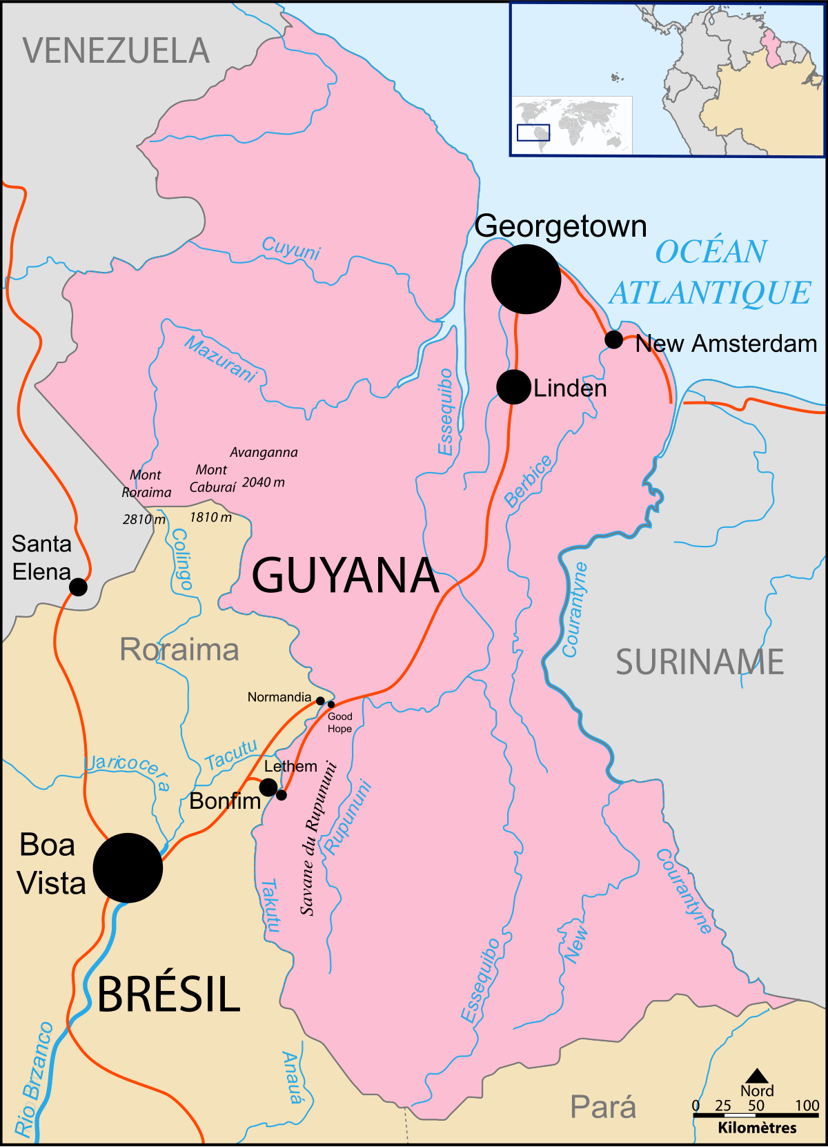Frontière entre le Brésil et le Guyana