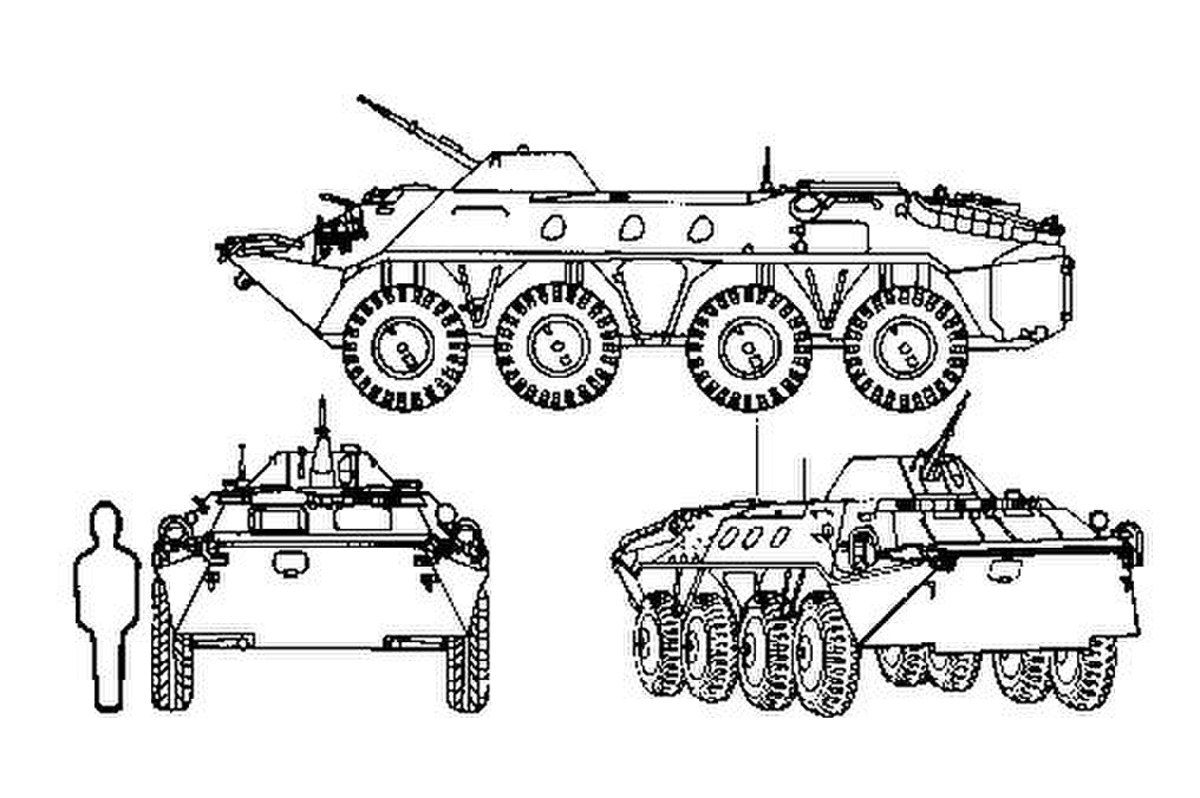 Vues dessinées du BTR-70