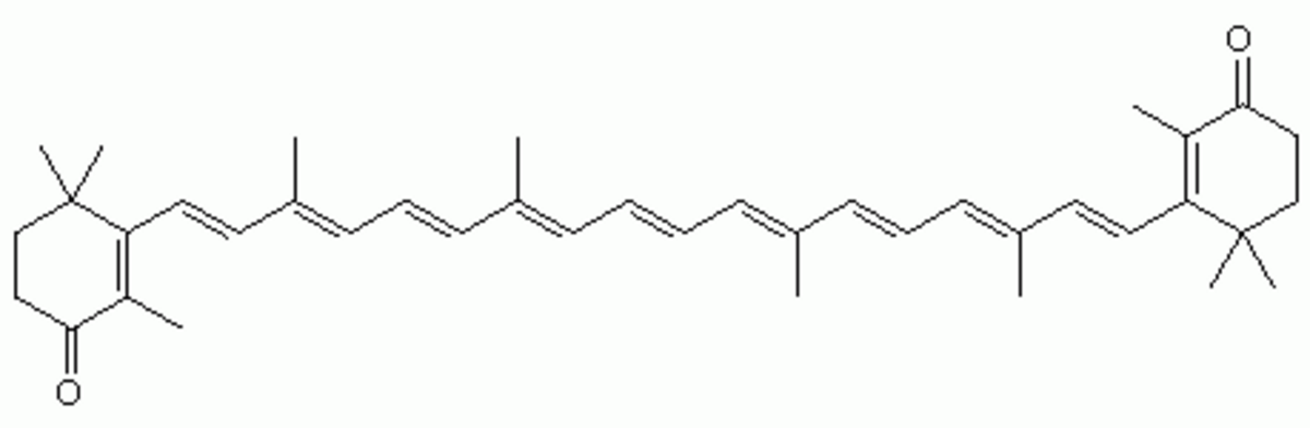 Structure de la canthaxanthine un caroténoïde xanthophylle.