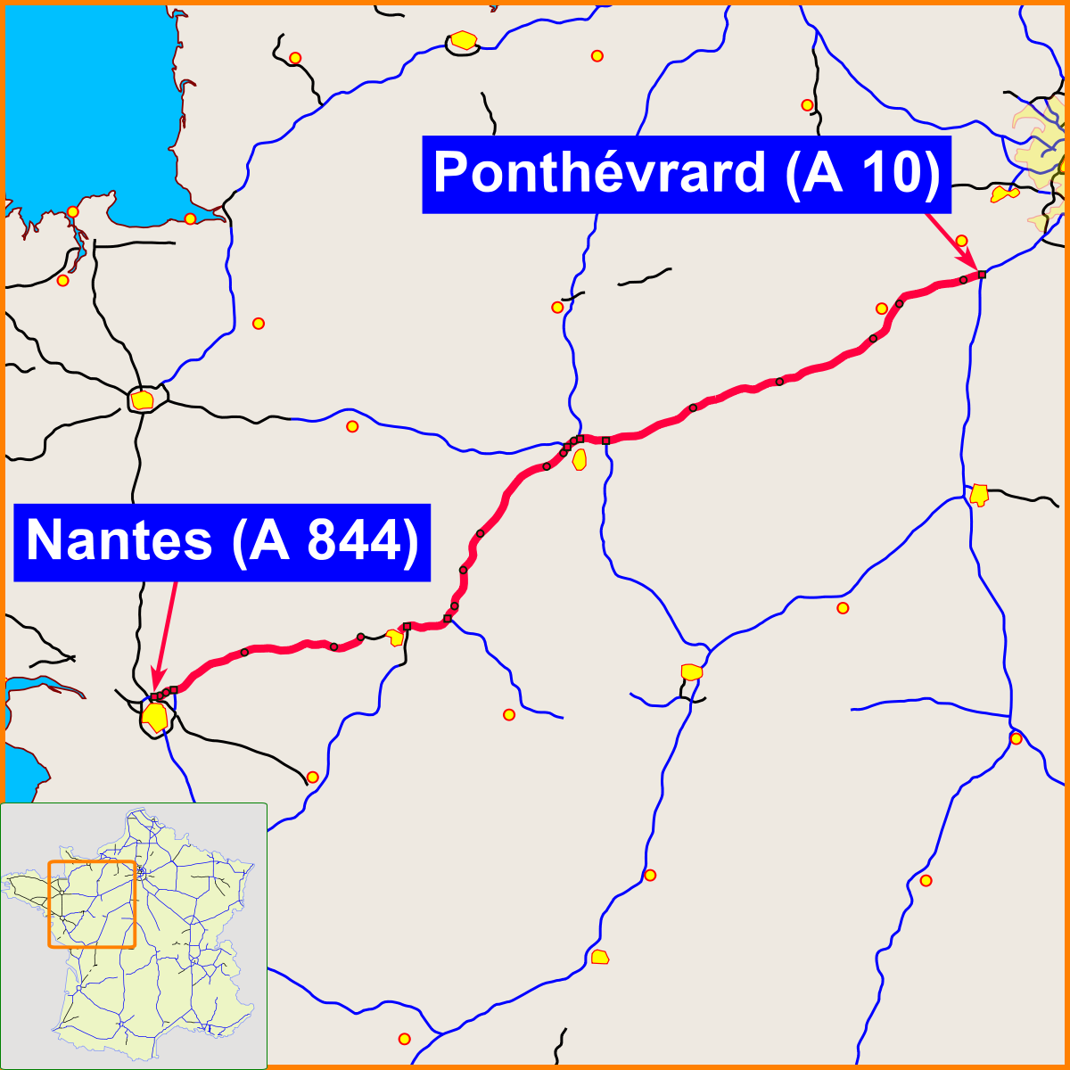 Carte de la route A 11