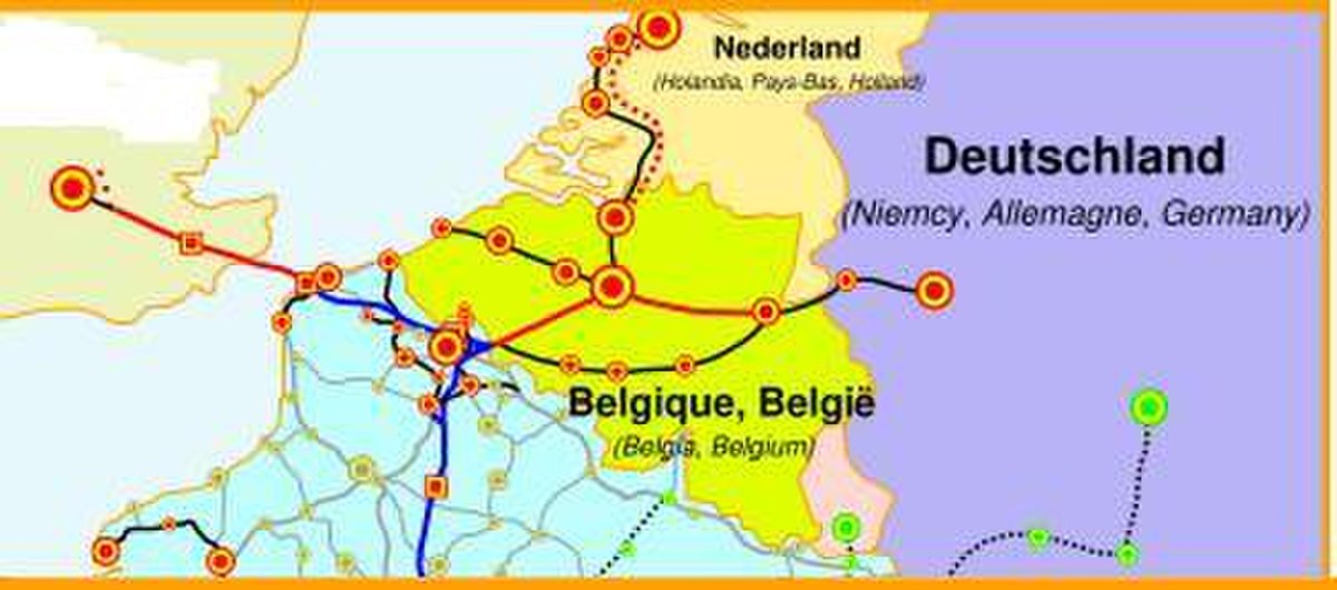 Carte des lignes LGV en Belgique