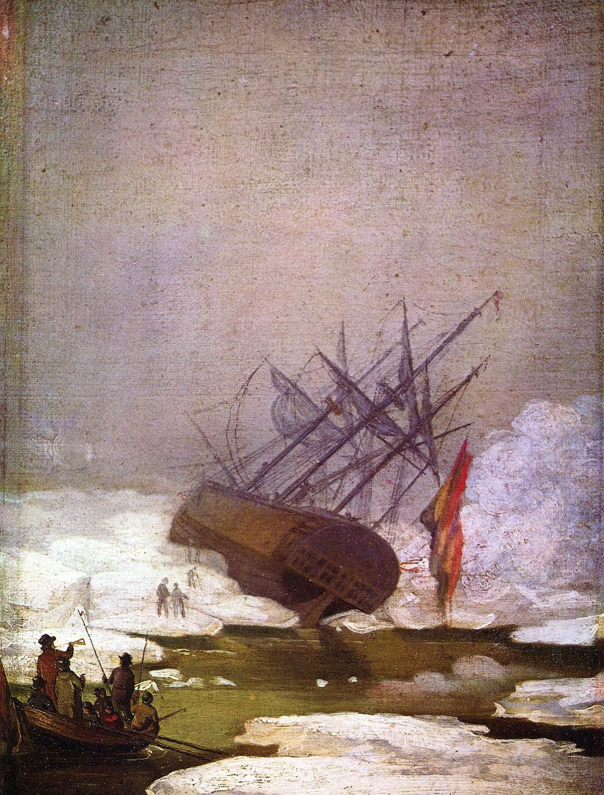 Tableau de C. D. Friedrich représentant un navire pris dans la banquise