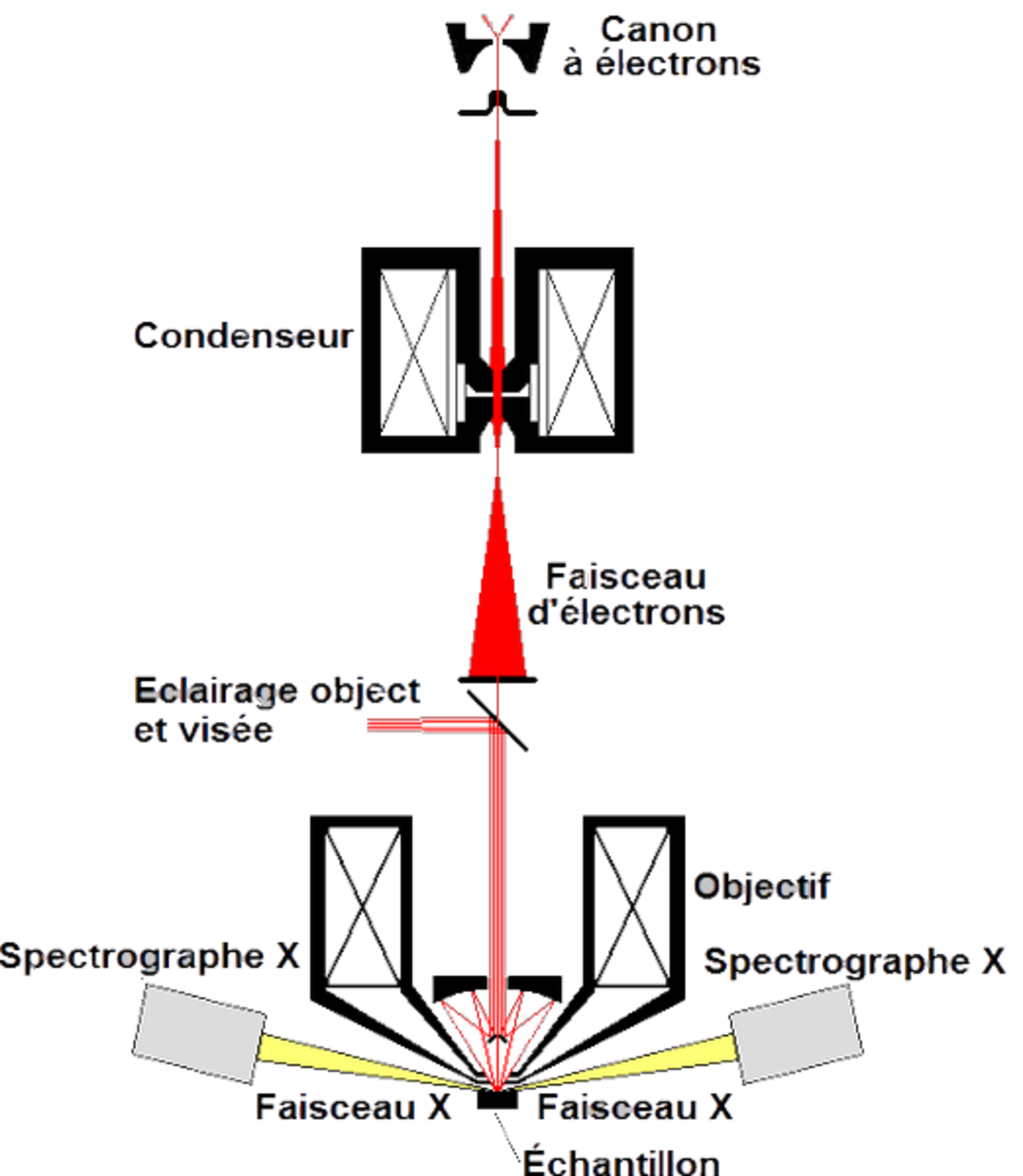 Schéma de la Microsonde de Castaing