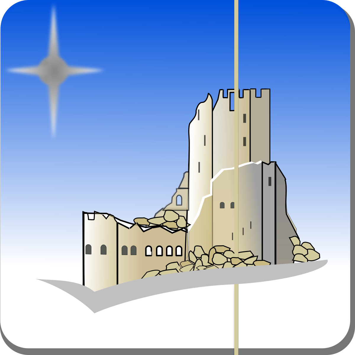 Castle in ruins Icon-fr.svg