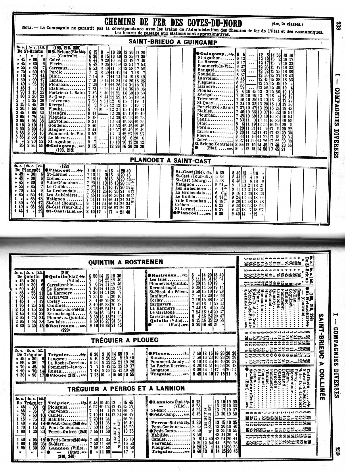 Horaires du réseau CDN en mai 1914 Cliquez sur l'image pour l'agrandir