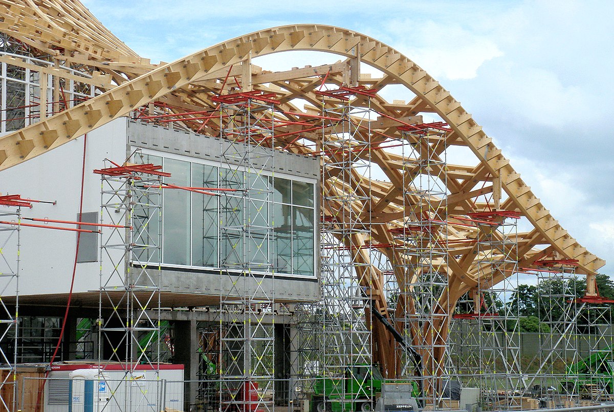 Charpente autour de la galerie 1 et pied-tulipe d'appui de la charpente