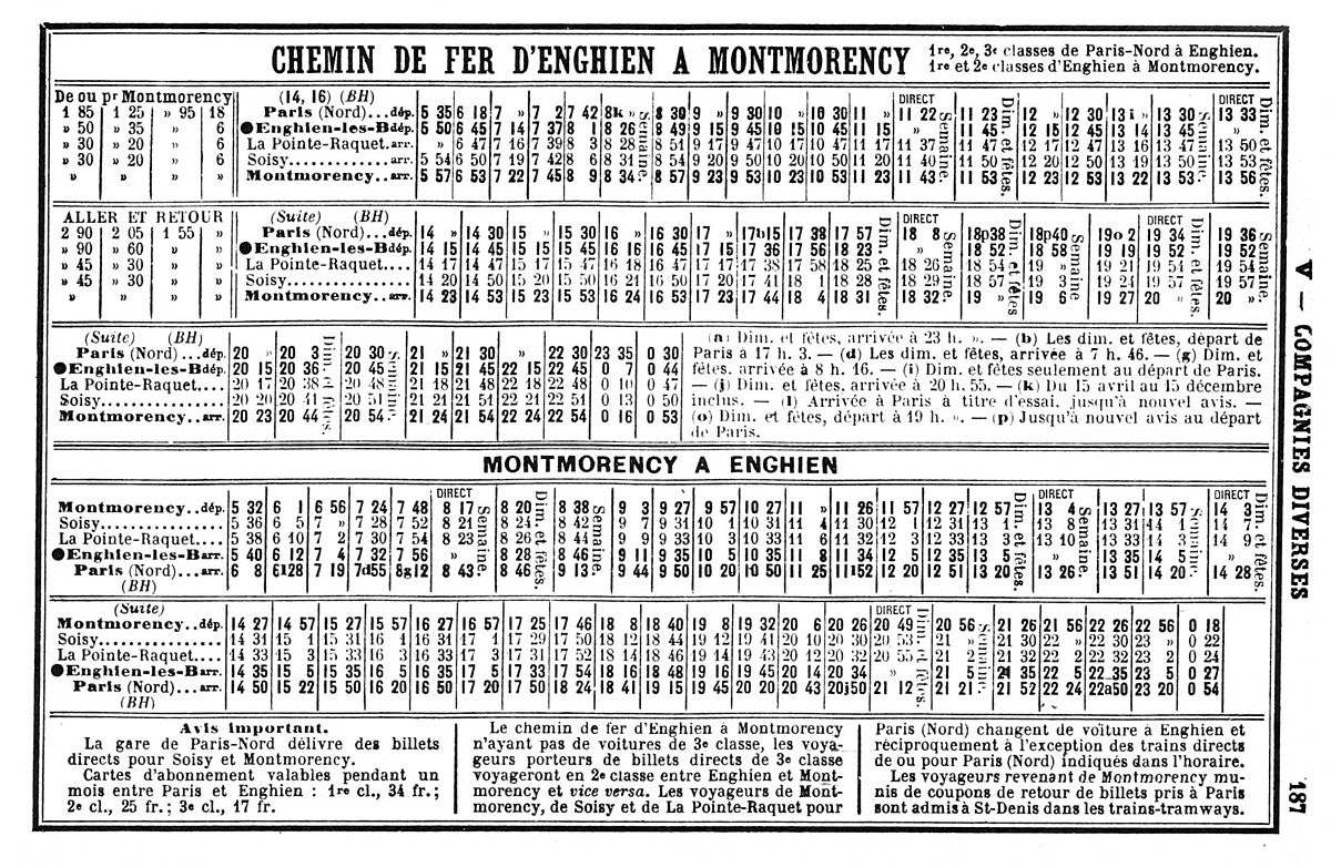 Horaires de Mai 1914