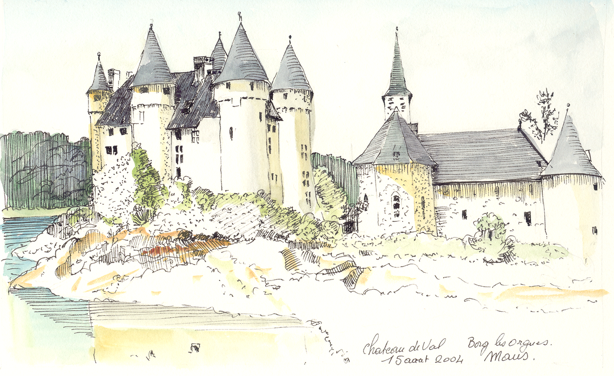 Dessin à la plume du château de Val