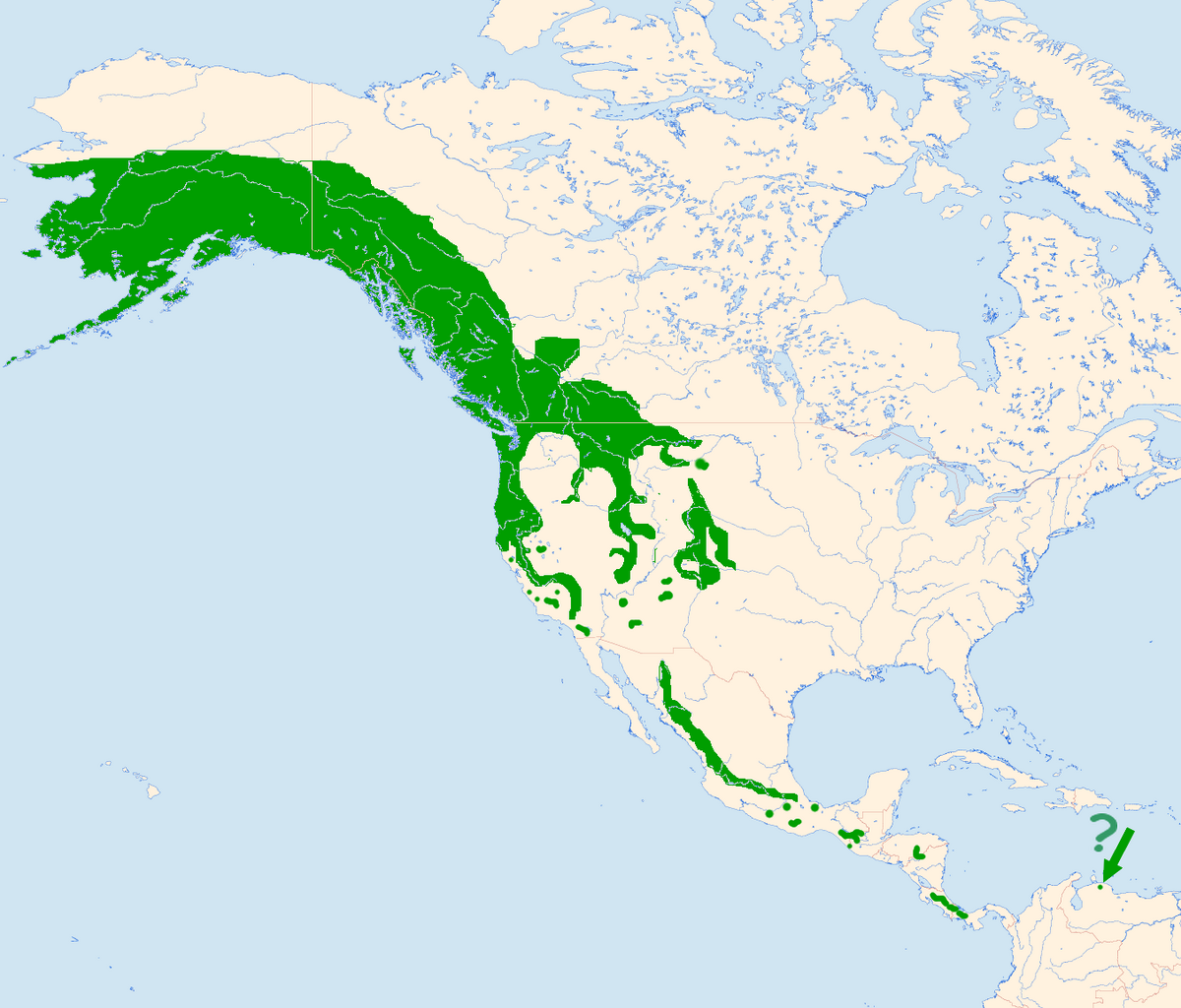 Répartition du Cincle d'Amérique