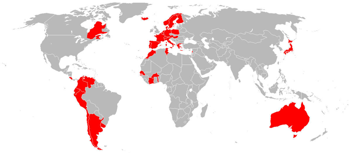 Pays où des associations Attac sont présentes