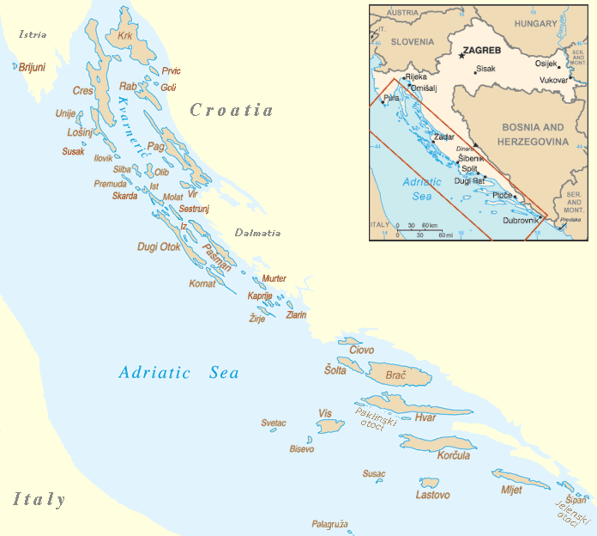 Liste des îles de Croatie