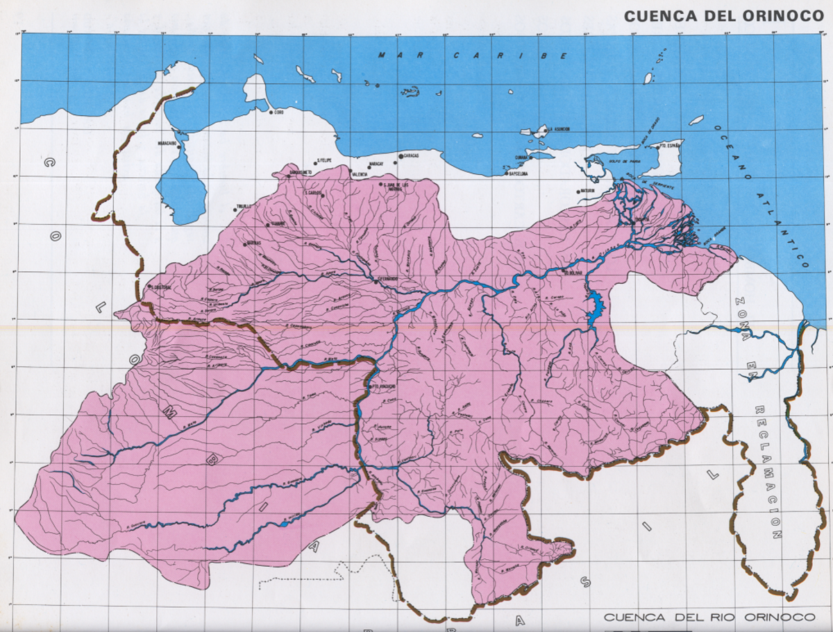 Carte du bassin de l'Orénoque.