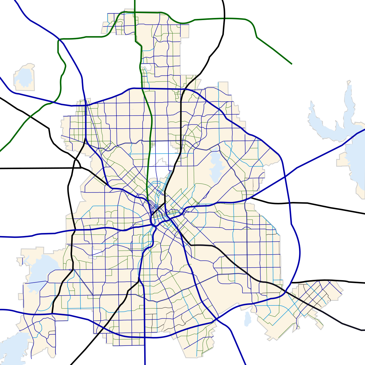 Carte routière de Dallas