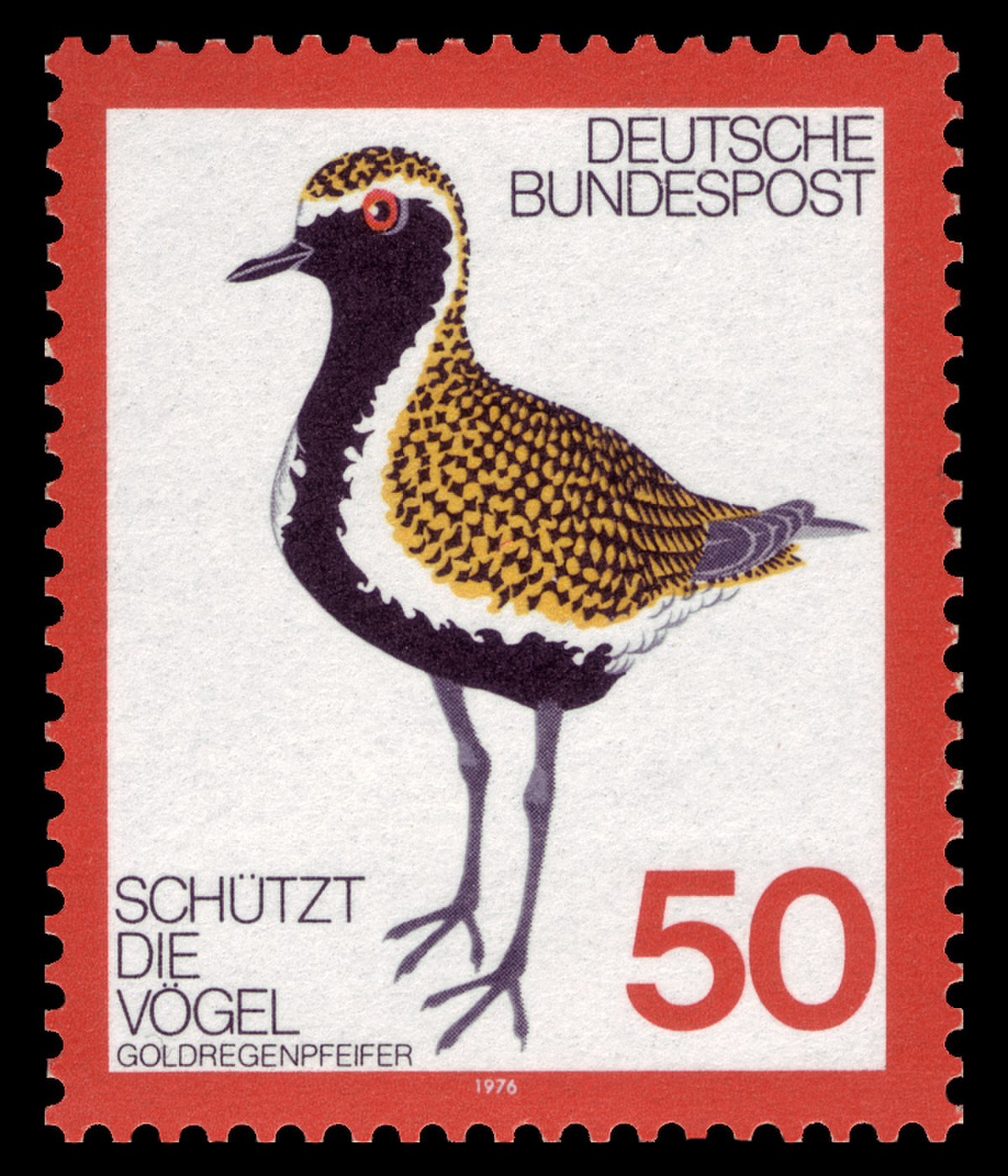 Timbre de la Deutsche Bundespost de 1976, de valeur faciale de 50 Pfennig.