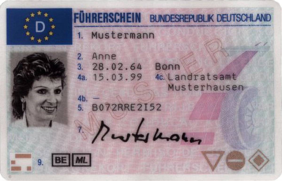 Permis de conduire européen, version allemande.