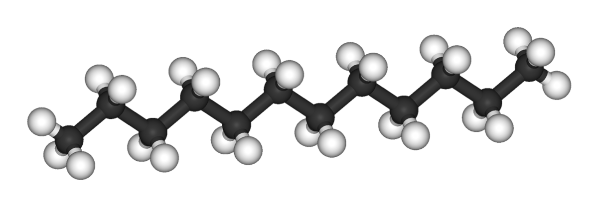 Structure 2D et 3D du dodécane