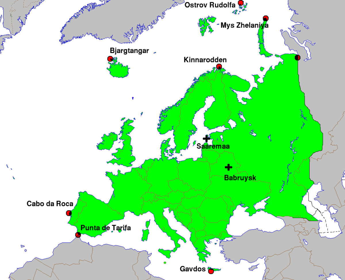 Liste de points extrêmes de l'Europe