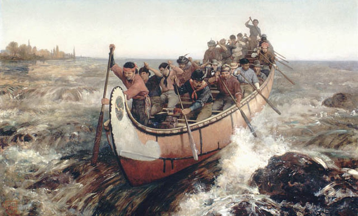 Voyageur afrontant un rapide