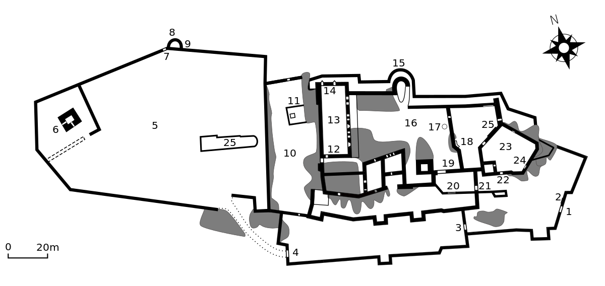 France-Guirbaden castle-Plan with legend.svg