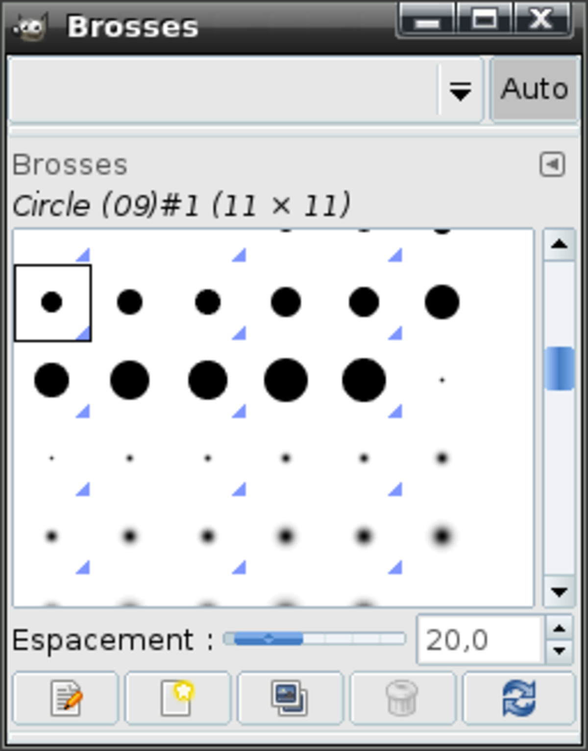 Boite à dialogue des brosses sous KDE