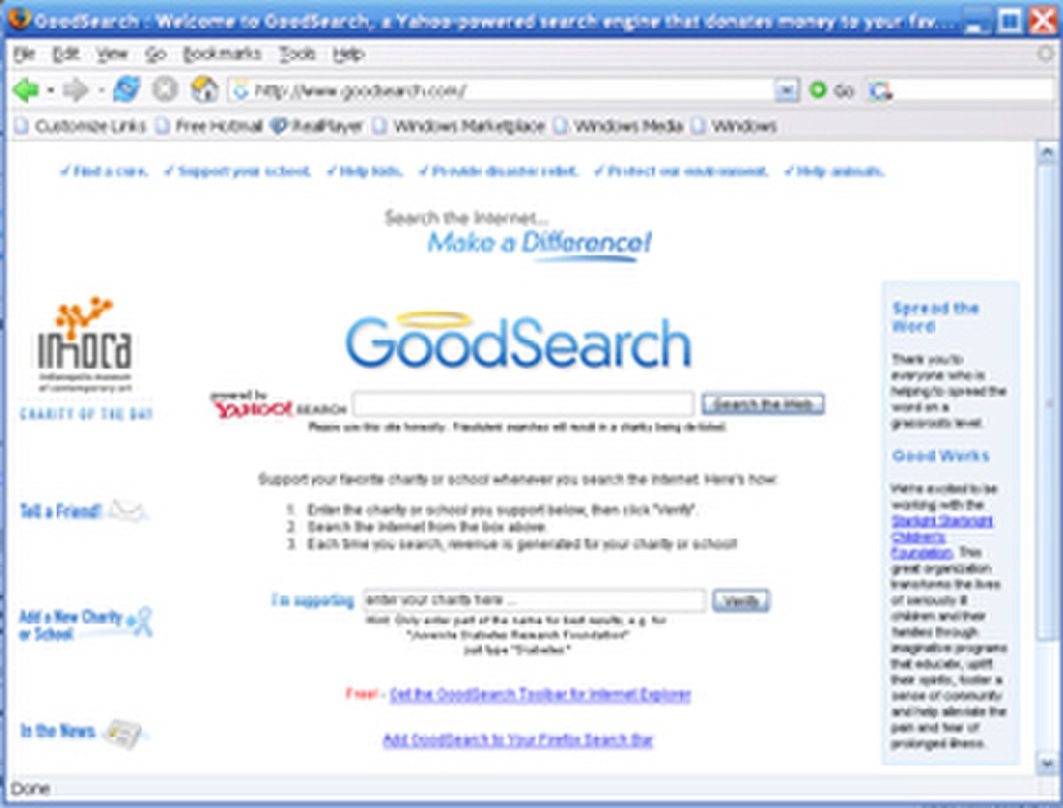 GoodSearch home page