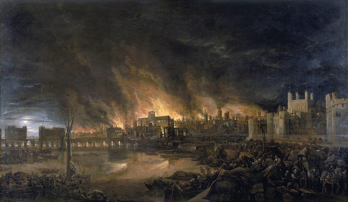 Le grand incendie de Londres qui a détruit une partie de la ville en 1666